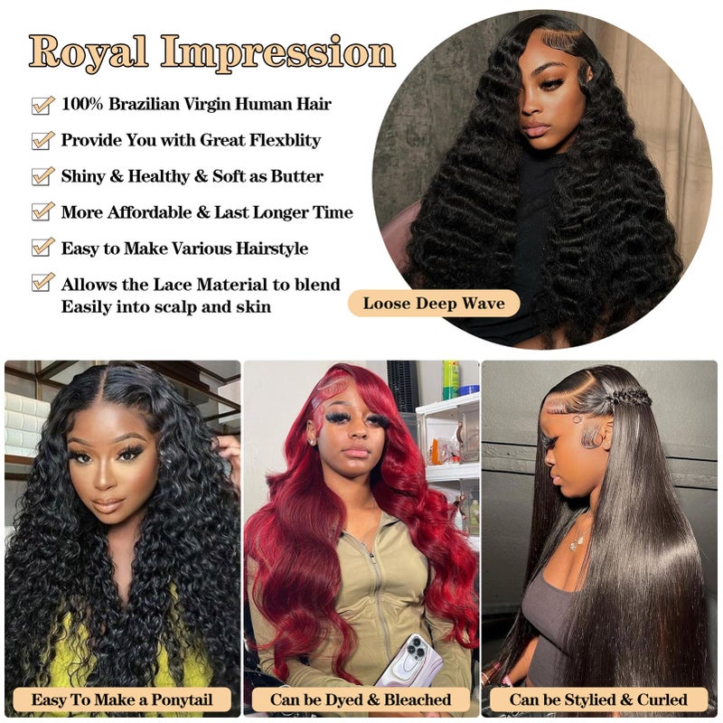 ROYAL IMPRESSION 12A Loose Wave Bundles Human Hair 20" 22" 24" 300g 100% Unprocessed Brazilian Virgin Hair Loose Deep Wave Human Hair Weave Bundles Natural Color - Image 5